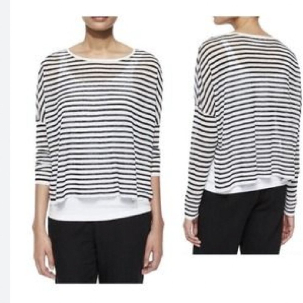 Eileen Fisher Organic Linen and Cotton Boatneck Sweater Sz M
